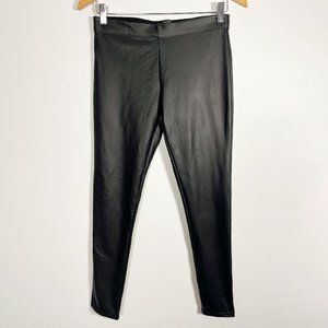Black stretchy pleather leggings - worn once